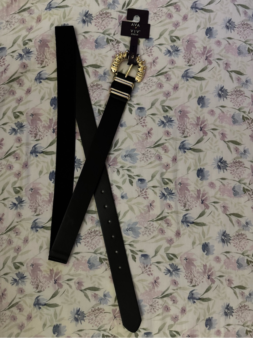 NWT Ava & Viv Black Belt with Gold Decorative Buckle W/Loop Plus Size 3X - Picture 10 of 11